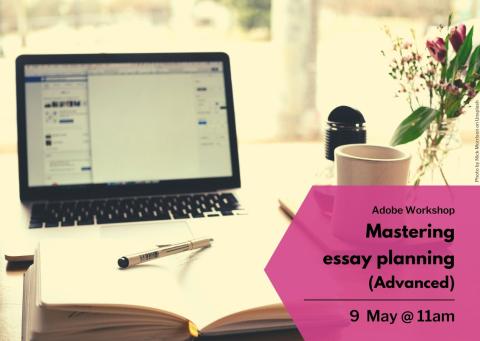 Decorative image of a desk, and the event title/ date