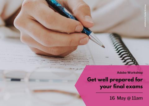 Decorative image of a desk, and the event title/ date